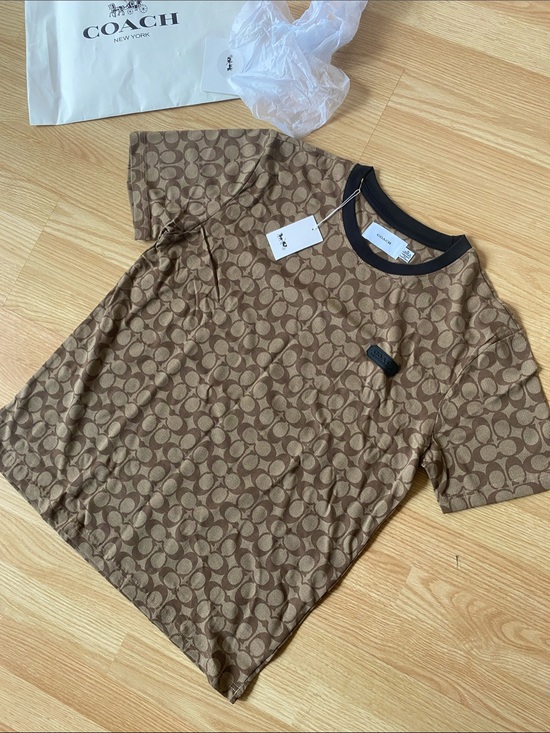 Coach Other - Coach Brown Signature C Logo Tee with Black Neck Trim